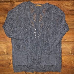 Cable Knit Oversized Cardigan M Gray